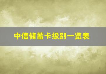 中信储蓄卡级别一览表