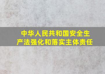 中华人民共和国安全生产法强化和落实主体责任