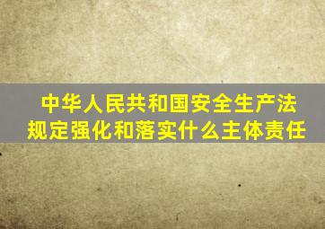 中华人民共和国安全生产法规定强化和落实什么主体责任