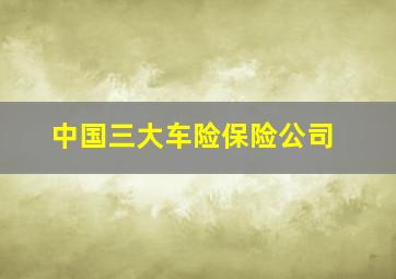 中国三大车险保险公司