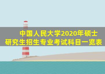 中国人民大学2020年硕士研究生招生专业考试科目一览表