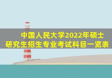 中国人民大学2022年硕士研究生招生专业考试科目一览表