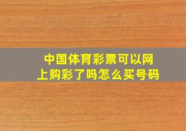 中国体育彩票可以网上购彩了吗怎么买号码