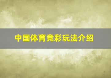 中国体育竞彩玩法介绍