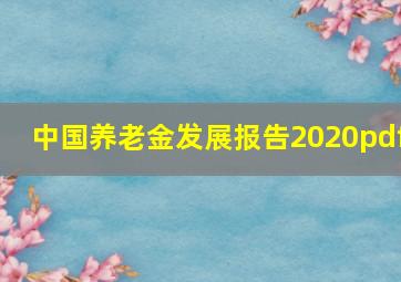 中国养老金发展报告2020pdf