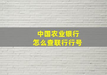 中国农业银行怎么查联行行号