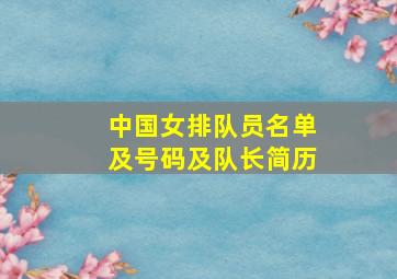 中国女排队员名单及号码及队长简历