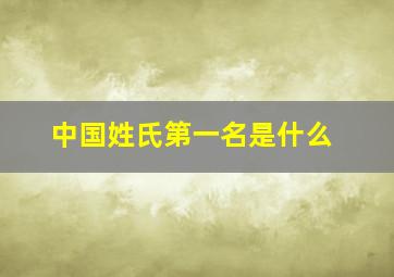 中国姓氏第一名是什么