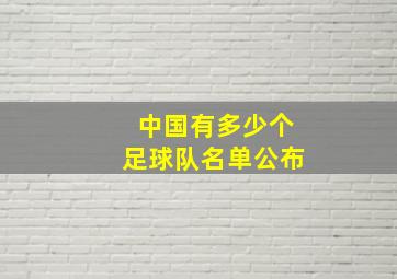 中国有多少个足球队名单公布