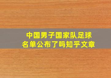 中国男子国家队足球名单公布了吗知乎文章