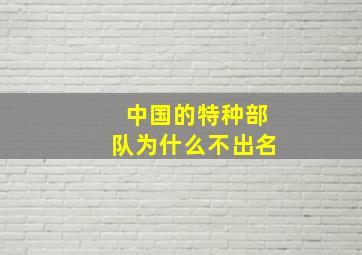 中国的特种部队为什么不出名