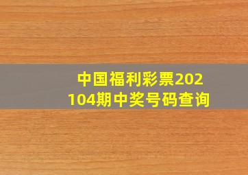 中国福利彩票202104期中奖号码查询