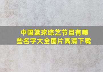 中国篮球综艺节目有哪些名字大全图片高清下载