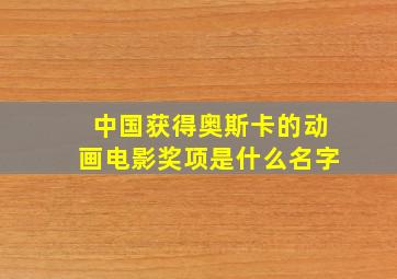 中国获得奥斯卡的动画电影奖项是什么名字