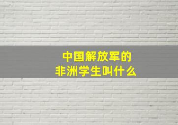 中国解放军的非洲学生叫什么