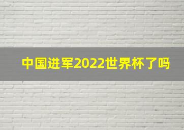 中国进军2022世界杯了吗