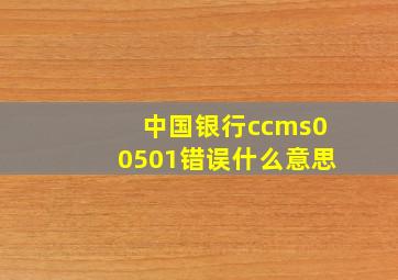 中国银行ccms00501错误什么意思