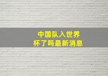 中国队入世界杯了吗最新消息