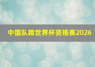 中国队踢世界杯资格赛2026