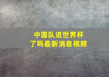 中国队进世界杯了吗最新消息视频