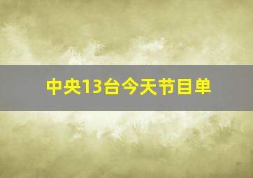 中央13台今天节目单