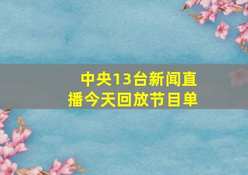 中央13台新闻直播今天回放节目单