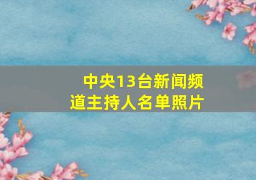 中央13台新闻频道主持人名单照片