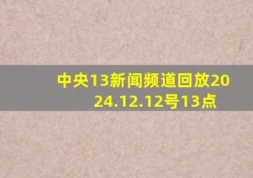 中央13新闻频道回放2024.12.12号13点