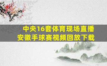 中央16套体育现场直播安徽手球赛视频回放下载