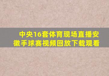 中央16套体育现场直播安徽手球赛视频回放下载观看