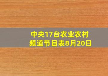 中央17台农业农村频道节目表8月20日