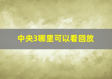 中央3哪里可以看回放