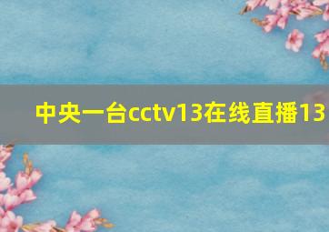 中央一台cctv13在线直播13