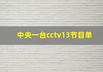 中央一台cctv13节目单