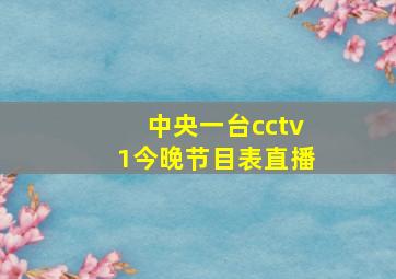 中央一台cctv1今晚节目表直播