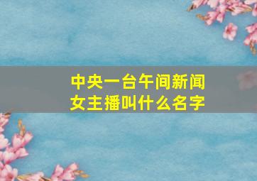 中央一台午间新闻女主播叫什么名字