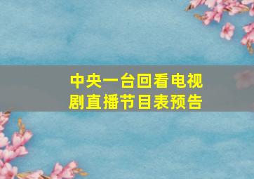 中央一台回看电视剧直播节目表预告