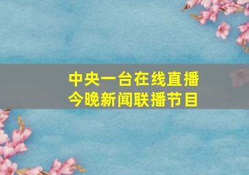 中央一台在线直播今晚新闻联播节目