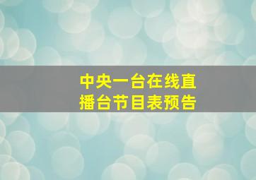 中央一台在线直播台节目表预告