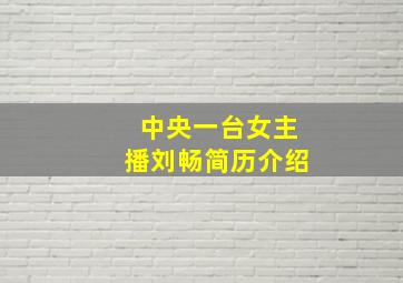 中央一台女主播刘畅简历介绍