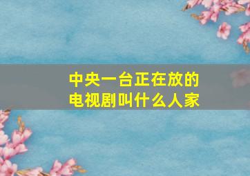 中央一台正在放的电视剧叫什么人家