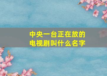 中央一台正在放的电视剧叫什么名字