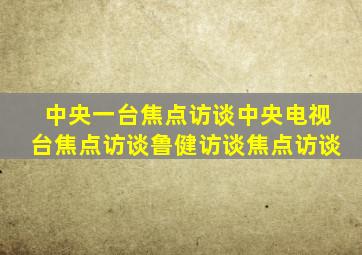 中央一台焦点访谈中央电视台焦点访谈鲁健访谈焦点访谈