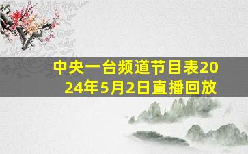 中央一台频道节目表2024年5月2日直播回放