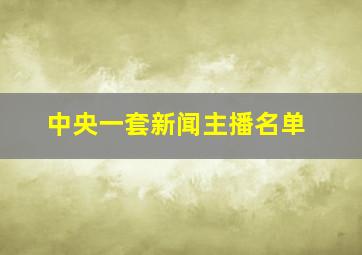 中央一套新闻主播名单