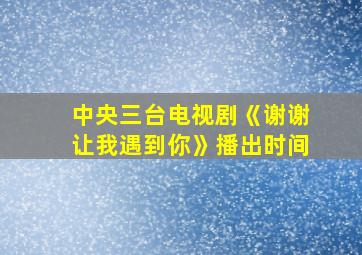 中央三台电视剧《谢谢让我遇到你》播出时间