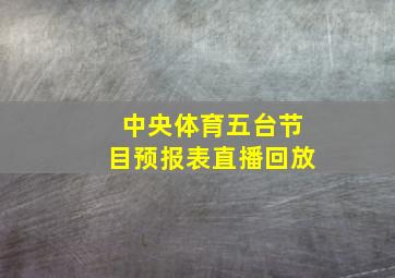 中央体育五台节目预报表直播回放