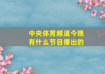 中央体育频道今晚有什么节目播出的