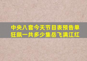 中央八套今天节目表预告单狂飙一共多少集岳飞满江红