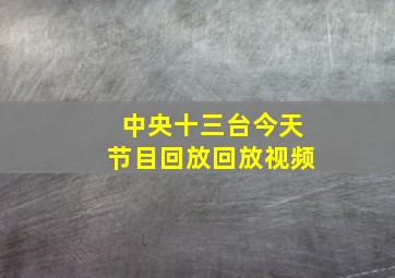 中央十三台今天节目回放回放视频